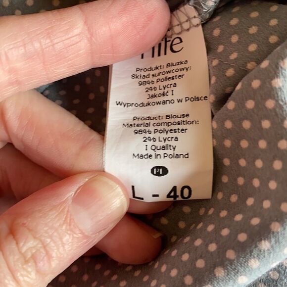 Nife Bluska Polka Dot Top Shirt Blouse Grey Blue size 40 large - Picture 2 of 6
